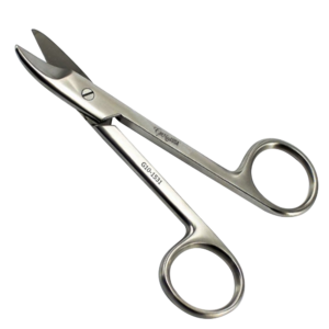 Crown and Collar Scissors 4 3/4" Curved One Serrated Blade
