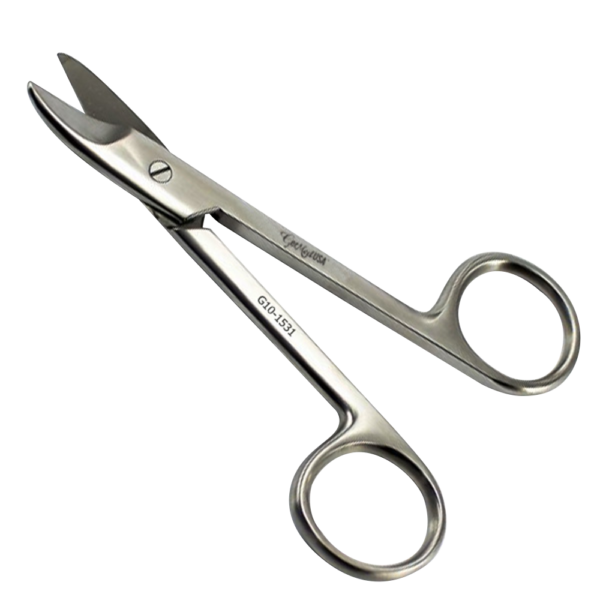 Crown and Collar Scissors 4 3/4" Curved One Serrated Blade